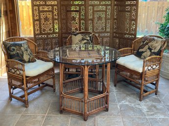 Elegant Rattan Sunroom Table And Chair Set