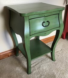 Green French Style Single Drawer Side Table (decor & Contents Sold Separately)