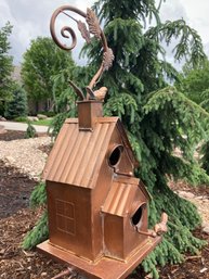 Over 5 Foot Tall House Styled Metal Copper Colored Birdhouse