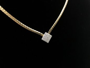 Geometric Diamond Chip Pendant On Gold Chain