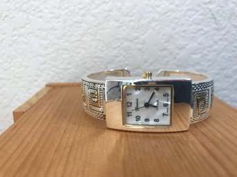 Cuff Wrist Watch With Earring Set