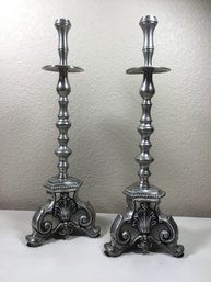 Wonderful High End Cast Metal 16 Inch Candlesticks