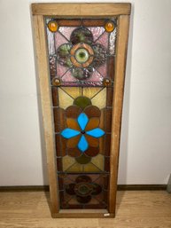 Beautiful Vintage Wooden Framed Stained Glass