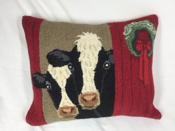 Christmas Pillow With Cows On It