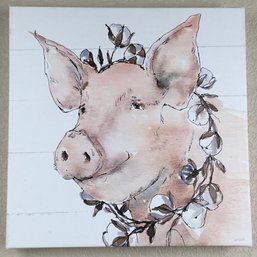 Print On Canvas Of Painting Of Pig With Ruth Around Neck