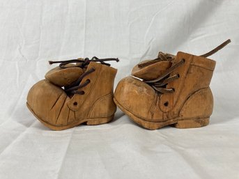 Small Carved Wood Boots