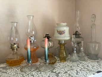 Lot Of Assorted Oil Lamps And Candles