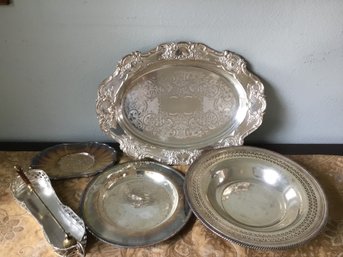 Collection Of Assorted Silver Platters & More (see Photo)
