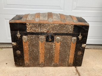 Very Vintage Decorated Black Storage Trunk