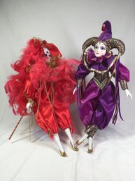 Court Jester &  Mardi Gra Porcelain Dolls