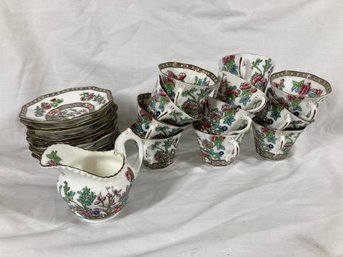 Antique China -England Coalport  'Indian Tree' Design Cups & Saucers