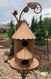 Over 5 Foot Tall Silo Styled Metal Copper Colored Birdhouse