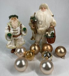 2 Detailed Santas With Christmas Ornaments