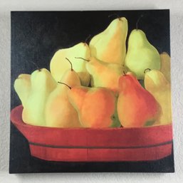 Print On Canvas Of Painting Of Pears In A Bowl