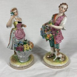 Pair Of Antique German Thieme Potschappel Porcelain Figurines