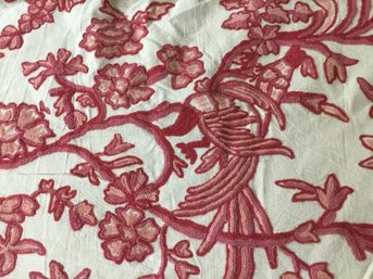 Stunning Pink/ Red/fuschia- Hand Made In India Crewelwork - Over 6 Yards Of Vintage Uncut Fabric- See Photos
