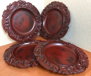 Set Of 4 Brown Decorative Plate Chargers