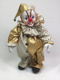 Gold Checker Patterned Clown Doll