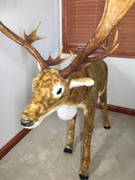 Large- 41' Tall Plush Reindeer With Large Resin Antlers