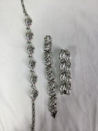 Set Of Silver Colored Gem Imbedded Jewelry