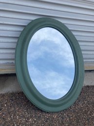 2 Foot Tall Wood Oval Green Wooden Mirror