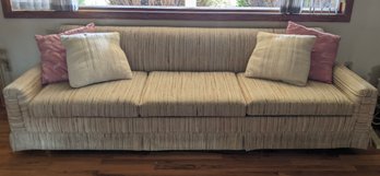 Retro Chenille Neutral Sofa- Nice Condition