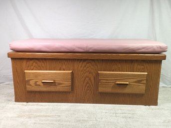 Great Wood Trunk With Pink Vinyl Seat Cushion