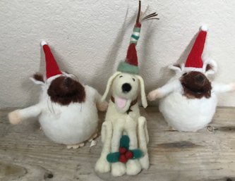 Three Felted Christmas Decorations