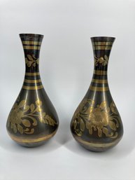 Pair Of Hand Made Antique Bronze Of Vases