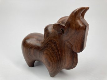 Elegant Carved Stylized Wooden Bull