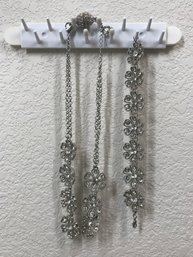 Lot Of Beautiful Floral Silver Colored Chain Link Necklaces