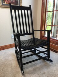 Black Slatted Wood Rocking Chair