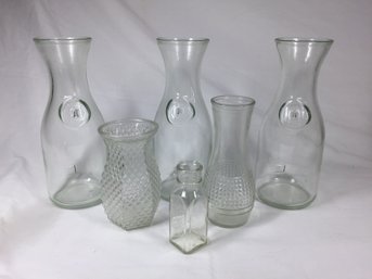 Lot Of Clear Glass Vases