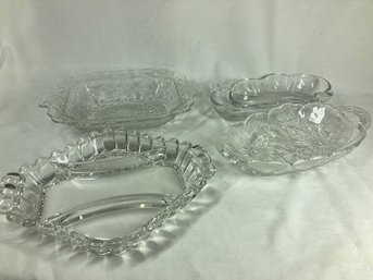 Set Of Clear Glass Assorted Trays