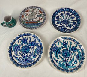 Collection Of Handmade Signed Greek Pottery