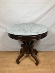 Wooden Side Table With Marble Top