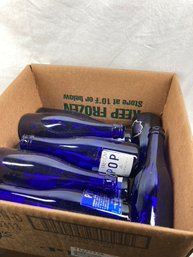 Lot Of Antique Blue Glass Bottles