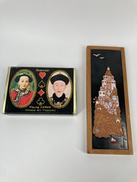 Unique Set Featuring Souvenir Chinese Playing Cards & Handmade Art Tile