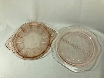 2 Brown Tinted Glass Trays