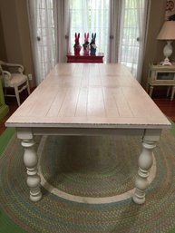 Elegant White Farm House Wooden Dinner Table With Extension Leaf