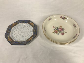 Vintage Grimwades Desert Plate & 3 Vintage Pirken Hammer Czechoslovakia Plates