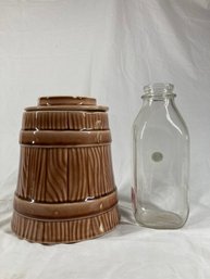 Vintage Butter Churn Jar And Milk Jug Bottle