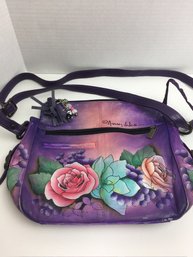 Anuschika Brand Purple Floral Hand Bag