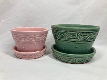 Small Pink And Green Ceramic McCoy Pots