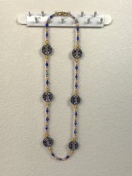 Necklace With Colored Plastic Beads & Enameled Metal Discs