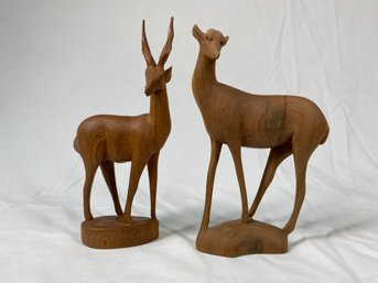 2 Hand Carved Gazelles
