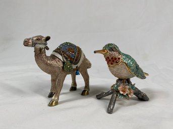 Jeweled Camel & Bird Figurines