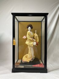 Vintage Shadowbox With Japanese Geisha Doll