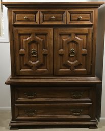 Tall Vintage Hard Wood Chest Of Drawers