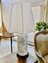 Blanc De Chine Lamp With Silk Shade